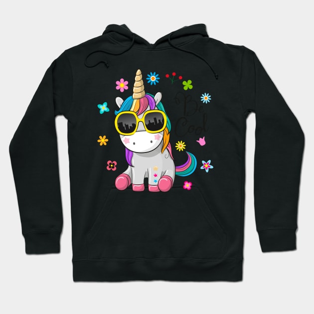 Cute unicorn with sunglasses. Very beautiful design for kids. Hoodie by Reginast777